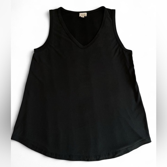 Peyton Jensen Modal Blend Black V-Neck Swing Tank Top Tunic - Size M Made in USA - Picture 5 of 13